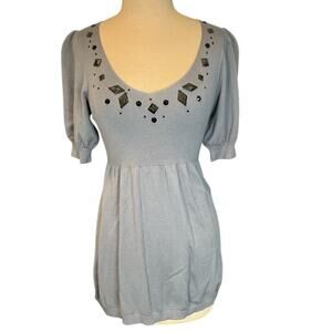 NWT Karen Kane Size Medium Blue Purple Haze Sweetheart Sweater Short Sleeve